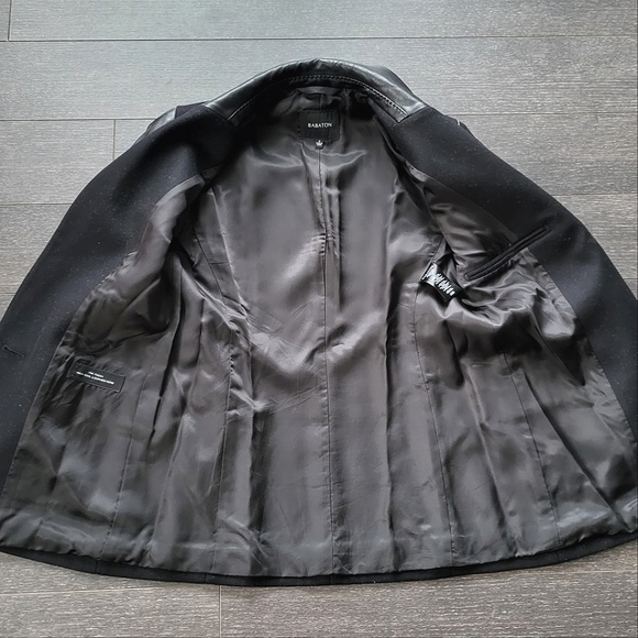 Aritzia Babaton Black Wool Cashmere Blend Vegan Leather Fred Blazer - Picture 10 of 13